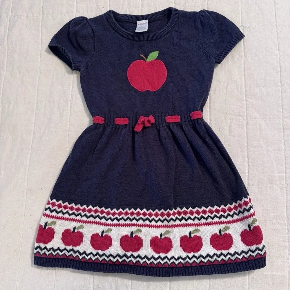 Gymboree Girls Apple Sweater Dress -‎ 5T Classroom Cutie First Day Of School